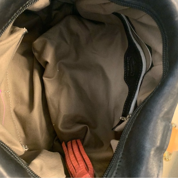 Catz Made in Spain black soft leather purse studded brown straps - Picture 3 of 4